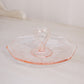 Vintage Small Pink Glass Tidbit Dish with Heart Handle