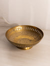 Vintage Medium Footed Brass Bowl with Floral Details