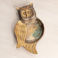 Vintage Multi Metal Silver Tone with Brass Accents Owl Trinket Dish