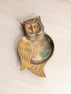 Vintage Multi Metal Silver Tone with Brass Accents Owl Trinket Dish