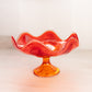 Vintage Viking Glass Amberina Epic Persimmon 6 Petal Compote Pedestal Bowl