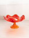 Vintage Viking Glass Amberina Epic Persimmon 6 Petal Compote Pedestal Bowl