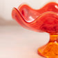 Vintage Viking Glass Amberina Epic Persimmon 6 Petal Compote Pedestal Bowl