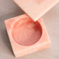 Alabaster Stone Peachy Pink Swivel Lid Square Box