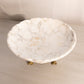 Alabaster Stone Scalloped Compote with Gold Tone Details