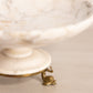Alabaster Stone Scalloped Compote with Gold Tone Details