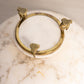 Alabaster Stone Scalloped Compote with Gold Tone Details