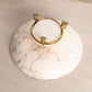 Alabaster Stone Scalloped Compote with Gold Tone Details