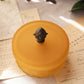 Vintage LE Smith Small Amber Satin Glass Lidded Canister with Finial