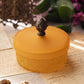 Vintage LE Smith Small Amber Satin Glass Lidded Canister with Finial