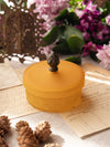 Vintage LE Smith Small Amber Satin Glass Lidded Canister with Finial