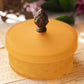 Vintage LE Smith Small Amber Satin Glass Lidded Canister with Finial
