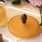 Vintage LE Smith Small Amber Satin Glass Lidded Canister with Finial