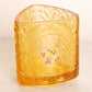 Vintage Triangular Amber Glass Vase with Floral Designs