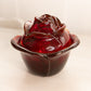 Vintage LE Smith Amberina Glass Covered Rose Lidded Dish