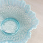 Antique Blue Opalescent Jefferson Glass Many Loops Crimped Bowl
