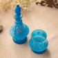 Antique Blue Opaque Glass Perfume Bottle and Cup (Set of 2)