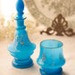 Antique Blue Opaque Glass Perfume Bottle and Cup (Set of 2)