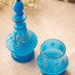 Antique Blue Opaque Glass Perfume Bottle and Cup (Set of 2)