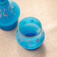 Antique Blue Opaque Glass Perfume Bottle and Cup (Set of 2)