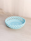 Antique Challinor Taylor & Co Blue Milk Glass Lattice Edge Dish