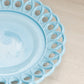 Antique Challinor Taylor & Co Blue Milk Glass Lattice Edge Plate