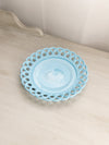 Antique Challinor Taylor & Co Blue Milk Glass Lattice Edge Plate