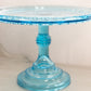 Antique EAPG Bryce Higbee & Company Blue Glass Spirea Band Cake Stand