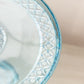 Antique EAPG Bryce Higbee & Company Blue Glass Spirea Band Cake Stand