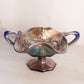 Antique Fenton Blue Carnival Glass Wreaths of Roses Footed Dish