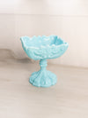 Antique French Portieux Vallerysthal Blue Milk Glass Ornate Compote