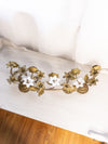 Antique Gold Tone Metal and Opaline Glass Floral Hanging Candelabra