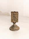 Antique Gold Tone Metal Matchbox Holder with Ornate Designs