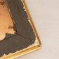 Antique Horizontal Yellow Green Brown Moody Floral Painting on Board