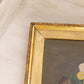 Antique Horizontal Yellow Green Brown Moody Floral Painting on Board