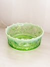 Antique Jefferson Glass Large Green Opalescent Bowl with Fancy Designs