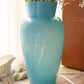 Antique Large Blue Handmade Opaque Glass Vase
