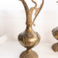 Antique Large Brass Decorative Ewer Pitcher with Floral Designs