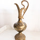 Antique Large Brass Decorative Ewer Pitcher with Floral Designs