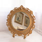 Antique Large Gold Tone Metal Standing Mirror with Ornate Designs