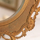 Antique Large Gold Tone Metal Standing Mirror with Ornate Designs