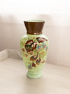 Antique Large Green Hand-Painted Floral Bristol Glass Vase
