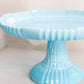 Antique Large Portieux Vallérysthal Blue Milk Glass Cake Stand
