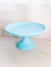 Antique Large Portieux Vallérysthal Blue Milk Glass Cake Stand