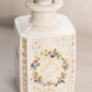 Antique Medium White Ceramic Hand-Painted Floral Bottle