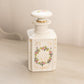 Antique Medium White Ceramic Hand-Painted Floral Bottle