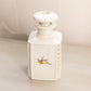 Antique Medium White Ceramic Hand-Painted Floral Bottle