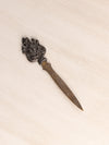 Antique Metal Letter Opener with Floral Design on Top