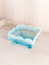 Antique Northwood Square Blue Opalescent Glass Bowl
