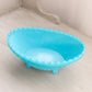Vintage Oval Blue Milk Glass Bowl with 4 Toes and Chainlink Designs